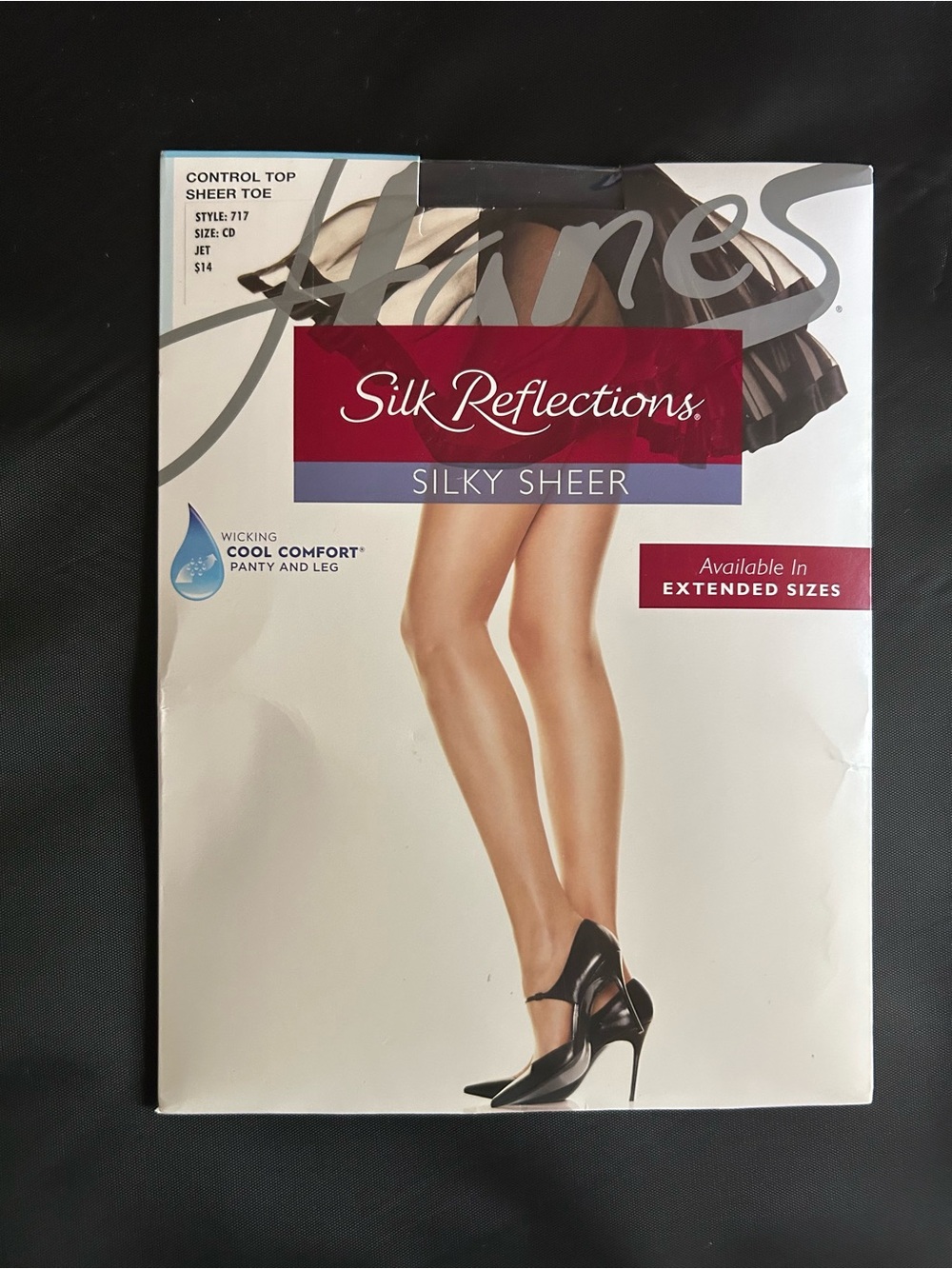 Hanes Silk Reflections Silky Sheer Pantyhose - Jet Black